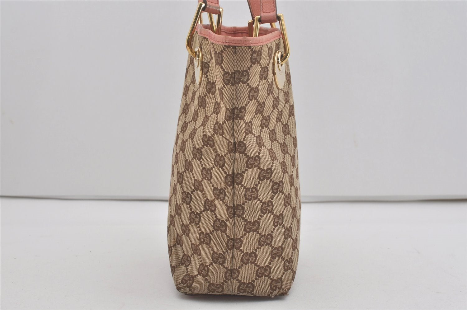 Authentic GUCCI Eclipse Shoulder Tote Bag GG Canvas Leather 120840 Brown 8483I