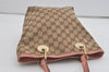 Authentic GUCCI Eclipse Shoulder Tote Bag GG Canvas Leather 120840 Brown 8483I