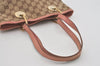 Authentic GUCCI Eclipse Shoulder Tote Bag GG Canvas Leather 120840 Brown 8483I
