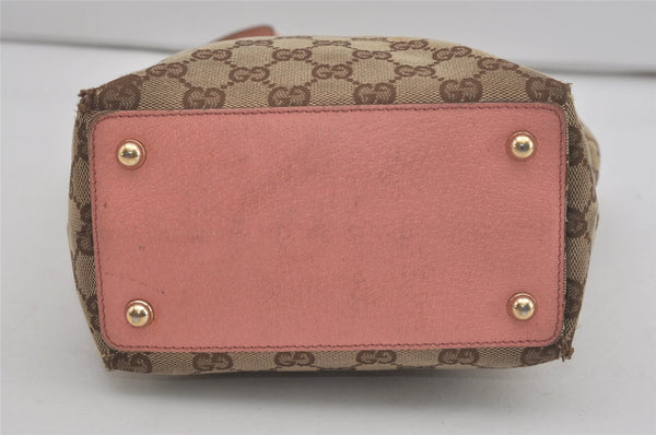 Authentic GUCCI Eclipse Shoulder Tote Bag GG Canvas Leather 120840 Brown 8483I