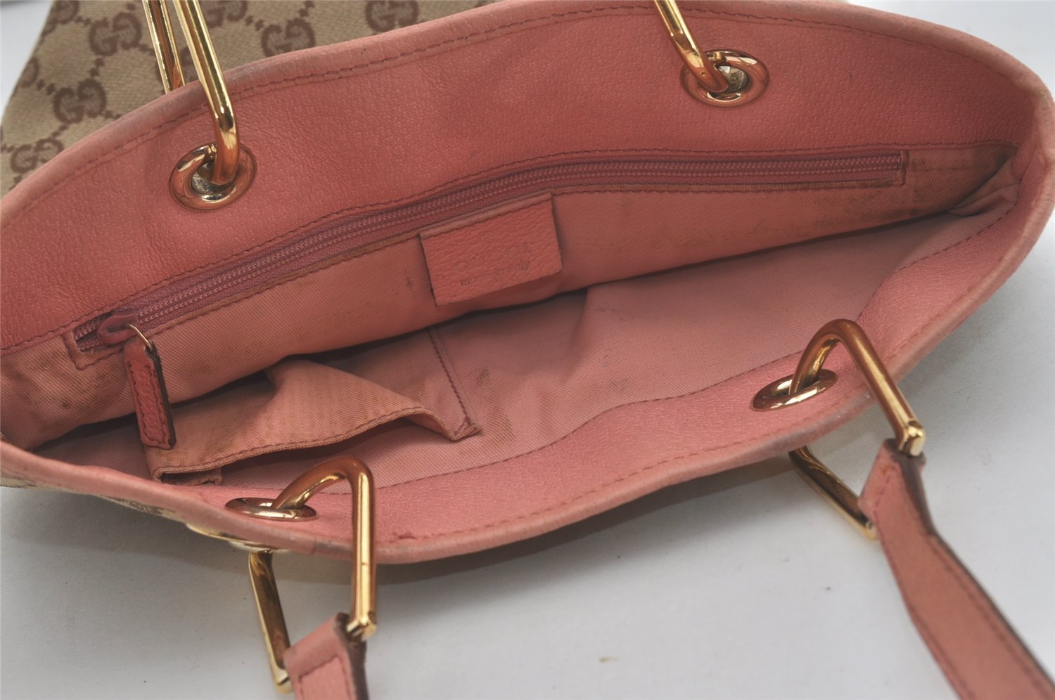 Authentic GUCCI Eclipse Shoulder Tote Bag GG Canvas Leather 120840 Brown 8483I