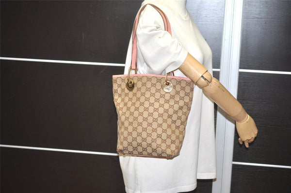 Authentic GUCCI Eclipse Shoulder Tote Bag GG Canvas Leather 120840 Brown 8483I