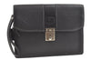 Authentic Burberrys Vintage Leather Clutch Hand Bag Purse Black 8483J