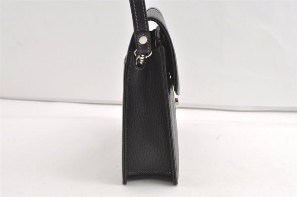 Authentic Burberrys Vintage Leather Clutch Hand Bag Purse Black 8483J