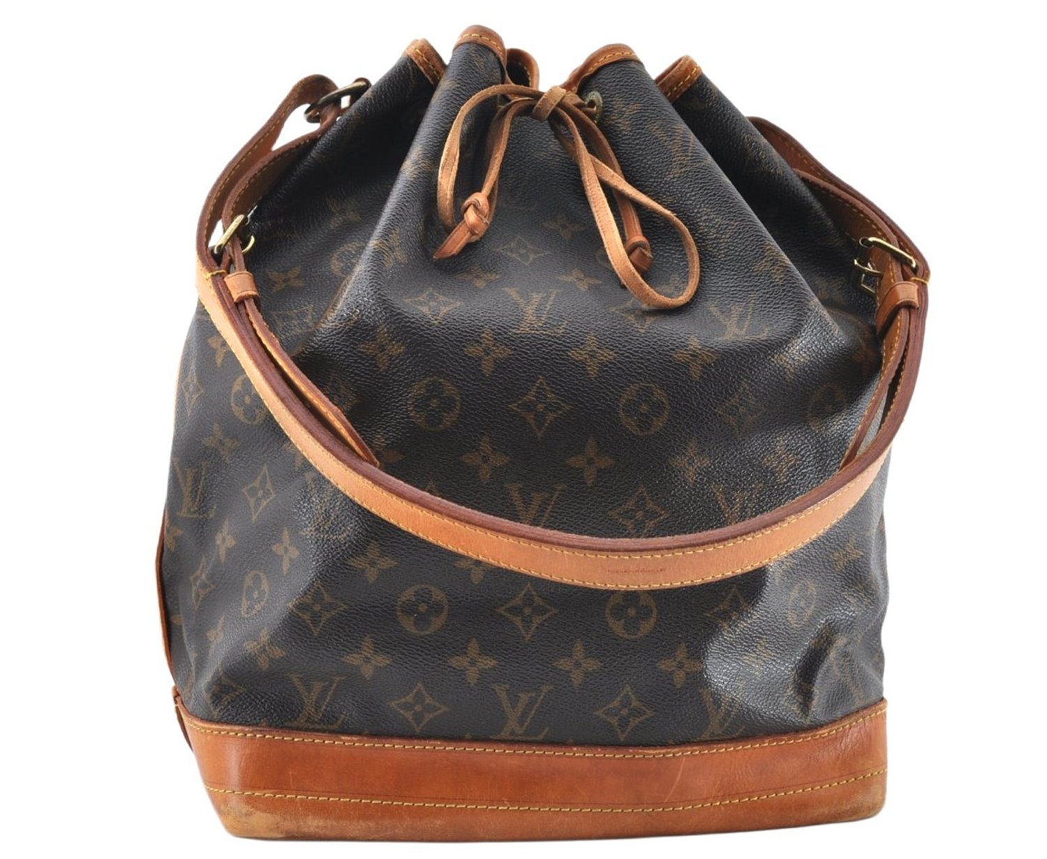 Authentic Louis Vuitton Monogram Noe Shoulder Drawstring Bag M42224 LV 8483M