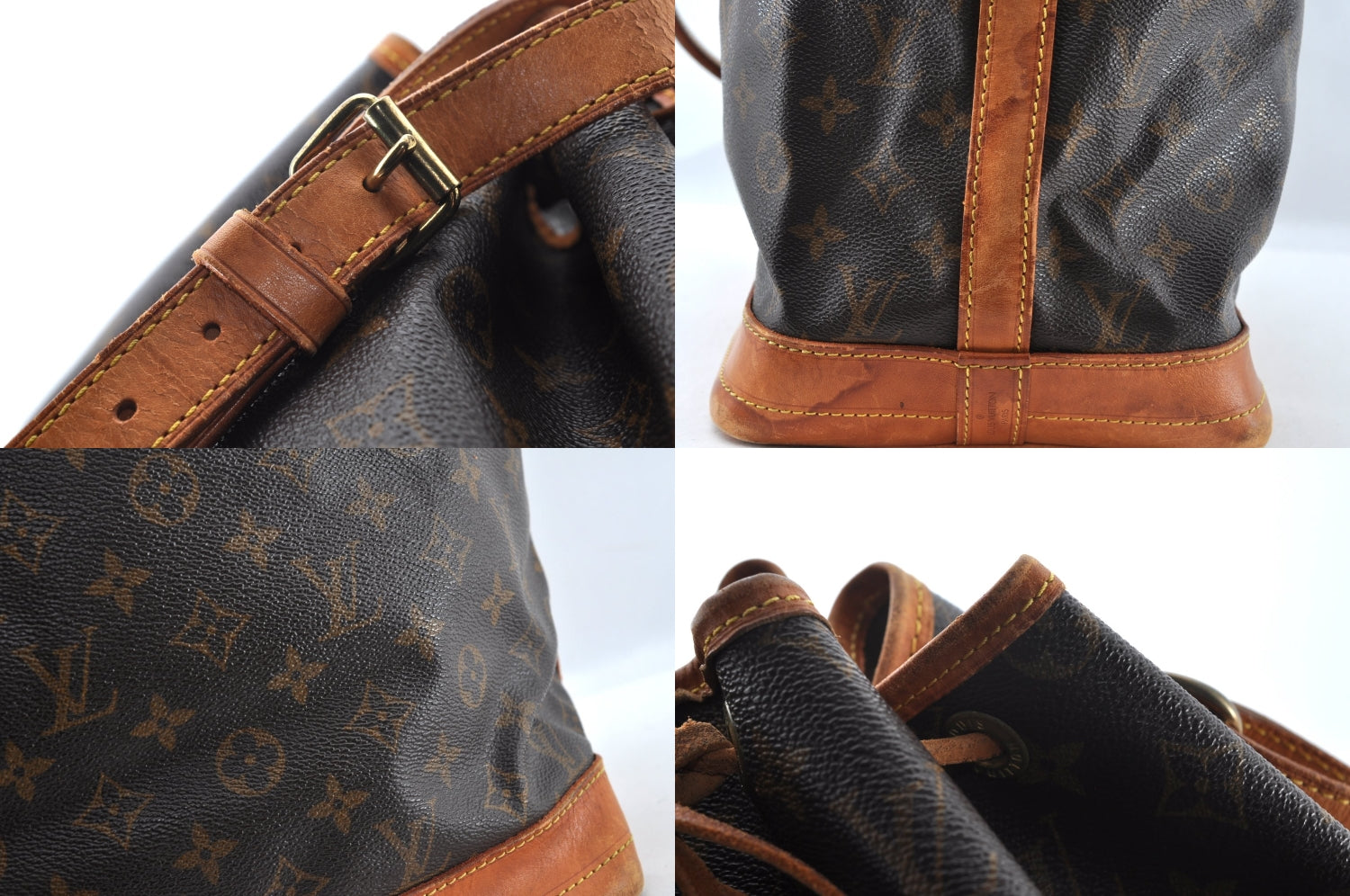 Authentic Louis Vuitton Monogram Noe Shoulder Drawstring Bag M42224 LV 8483M