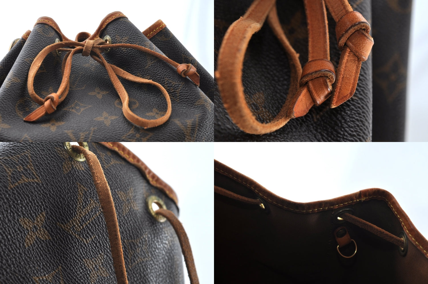 Authentic Louis Vuitton Monogram Noe Shoulder Drawstring Bag M42224 LV 8483M