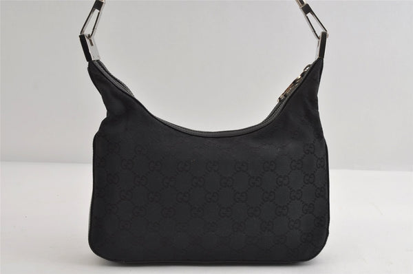 Authentic GUCCI Vintage Shoulder Bag Purse GG Canvas Leather 0013812 Black 8484I