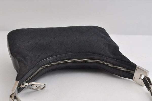 Authentic GUCCI Vintage Shoulder Bag Purse GG Canvas Leather 0013812 Black 8484I