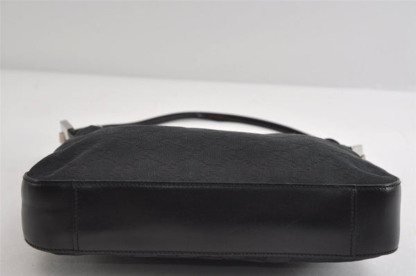 Authentic GUCCI Vintage Shoulder Bag Purse GG Canvas Leather 0013812 Black 8484I