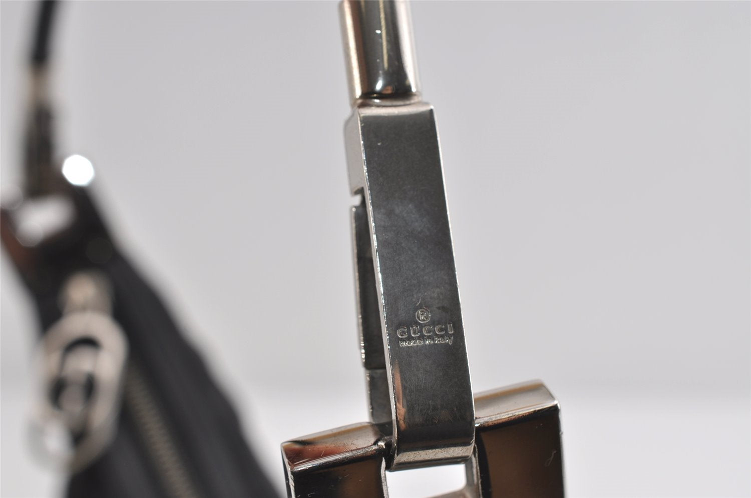 Authentic GUCCI Vintage Shoulder Bag Purse GG Canvas Leather 0013812 Black 8484I