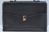 Authentic Burberrys Vintage Leather 2Way Briefcase Business Bag Black 8484J