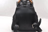Authentic GUCCI Vintage Bamboo Backpack Nylon Leather Black 8485I