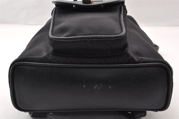 Authentic GUCCI Vintage Bamboo Backpack Nylon Leather Black 8485I