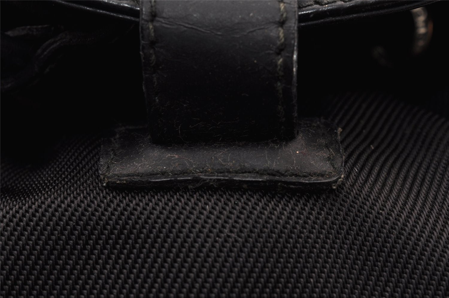 Authentic GUCCI Vintage Bamboo Backpack Nylon Leather Black 8485I