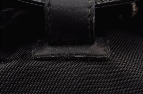 Authentic GUCCI Vintage Bamboo Backpack Nylon Leather Black 8485I