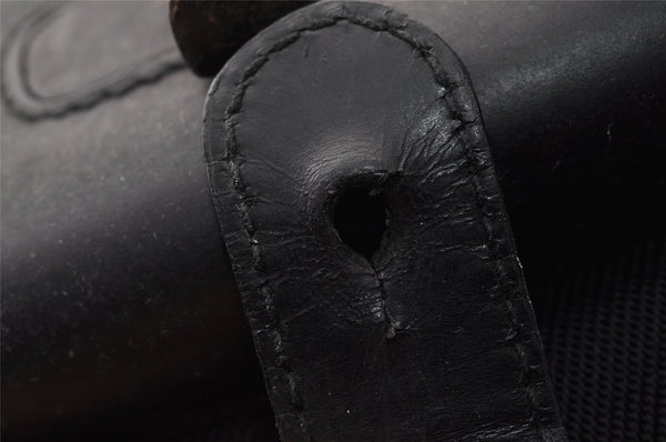 Authentic GUCCI Vintage Bamboo Backpack Nylon Leather Black 8485I