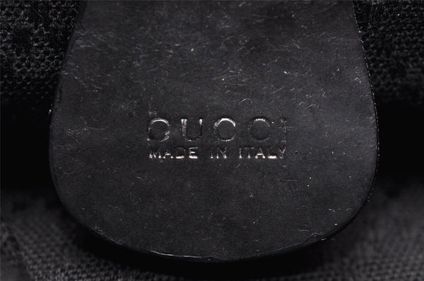 Authentic GUCCI Vintage Bamboo Backpack Nylon Leather Black 8485I