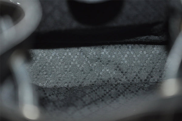 Authentic GUCCI Vintage Bamboo Backpack Nylon Leather Black 8485I