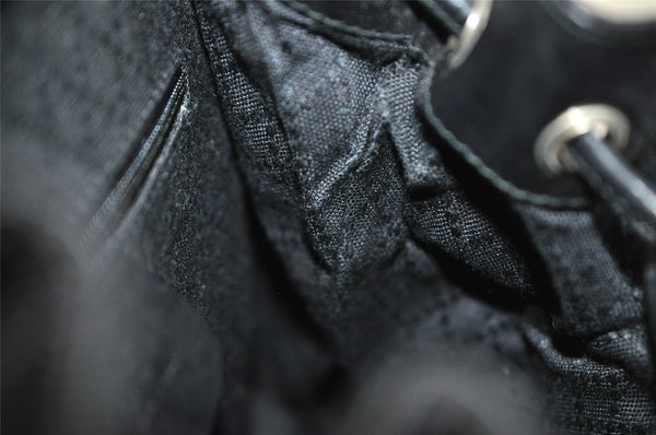 Authentic GUCCI Vintage Bamboo Backpack Nylon Leather Black 8485I