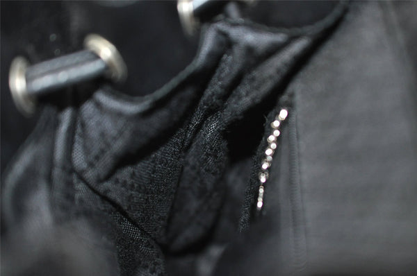 Authentic GUCCI Vintage Bamboo Backpack Nylon Leather Black 8485I