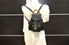 Authentic GUCCI Vintage Bamboo Backpack Nylon Leather Black 8485I