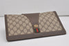 Authentic GUCCI Web Sherry Line Clutch Hand Bag Purse GG PVC Leather Brown 8486I