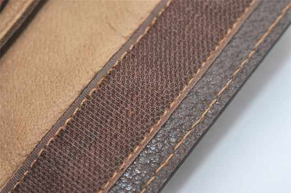 Authentic GUCCI Web Sherry Line Clutch Hand Bag Purse GG PVC Leather Brown 8486I