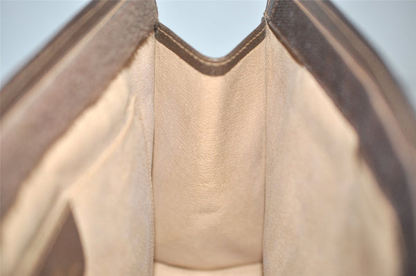 Authentic GUCCI Web Sherry Line Clutch Hand Bag Purse GG PVC Leather Brown 8486I