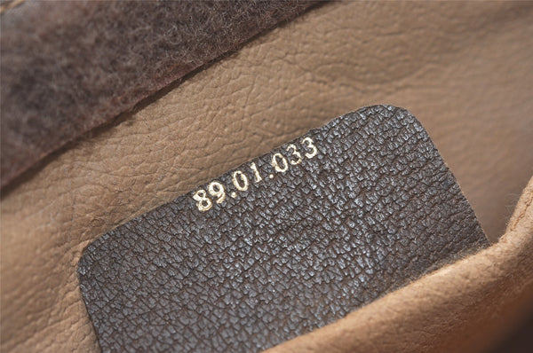 Authentic GUCCI Web Sherry Line Clutch Hand Bag Purse GG PVC Leather Brown 8486I