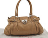 Authentic Salvatore Ferragamo Gancini Leather Shoulder Hand Bag Beige 8486J