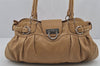 Authentic Salvatore Ferragamo Gancini Leather Shoulder Hand Bag Beige 8486J