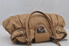 Authentic Salvatore Ferragamo Gancini Leather Shoulder Hand Bag Beige 8486J