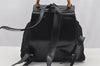 Authentic GUCCI Bamboo Vintage Drawstring Backpack Nylon Leather Black 8487I
