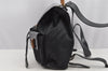 Authentic GUCCI Bamboo Vintage Drawstring Backpack Nylon Leather Black 8487I