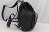 Authentic GUCCI Bamboo Vintage Drawstring Backpack Nylon Leather Black 8487I