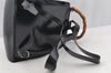 Authentic GUCCI Bamboo Vintage Drawstring Backpack Nylon Leather Black 8487I