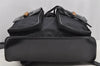 Authentic GUCCI Bamboo Vintage Drawstring Backpack Nylon Leather Black 8487I