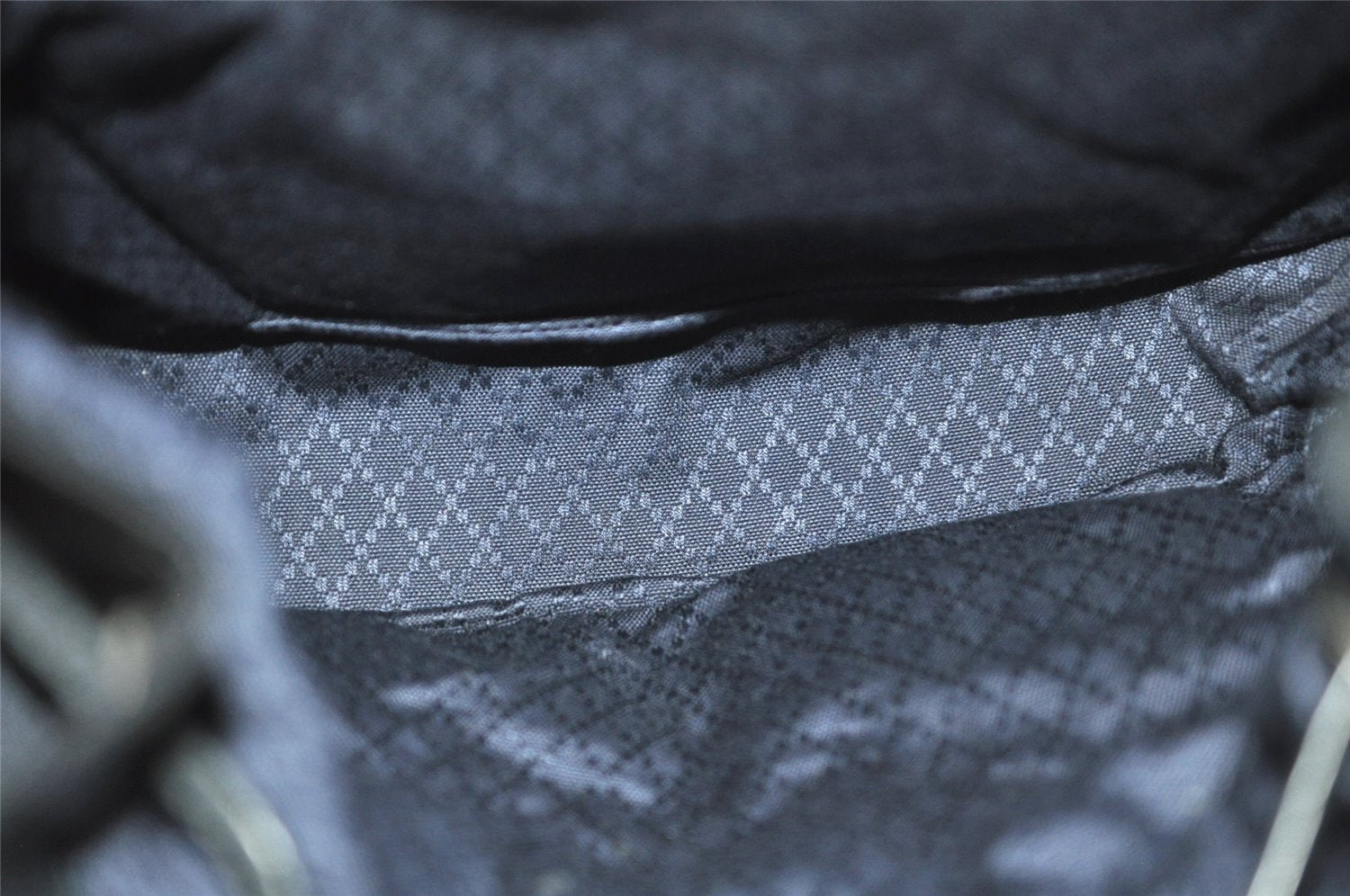 Authentic GUCCI Bamboo Vintage Drawstring Backpack Nylon Leather Black 8487I