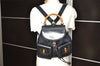 Authentic GUCCI Bamboo Vintage Drawstring Backpack Nylon Leather Black 8487I