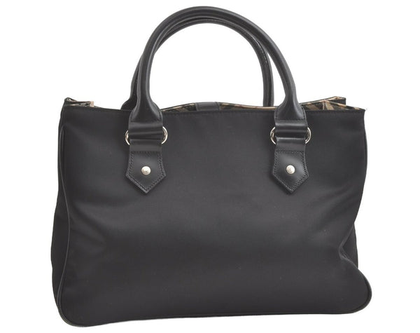 Authentic BURBERRY BLUE LABEL Shoulder Hand Bag Purse Nylon Leather Black 8487J