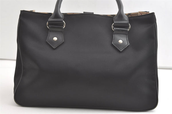 Authentic BURBERRY BLUE LABEL Shoulder Hand Bag Purse Nylon Leather Black 8487J