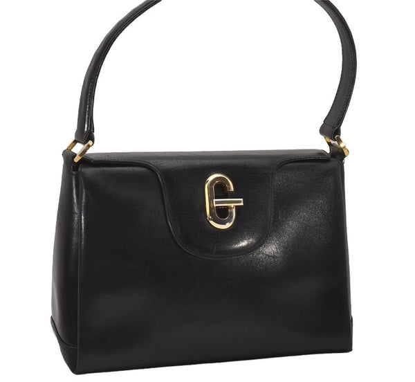 Authentic GUCCI Vintage Shoulder Hand Bag Purse Leather Black 8488I