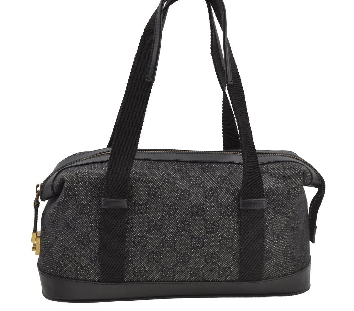 Authentic GUCCI Shoulder Tote Bag Purse GG Canvas Leather 92734 Black 8489I