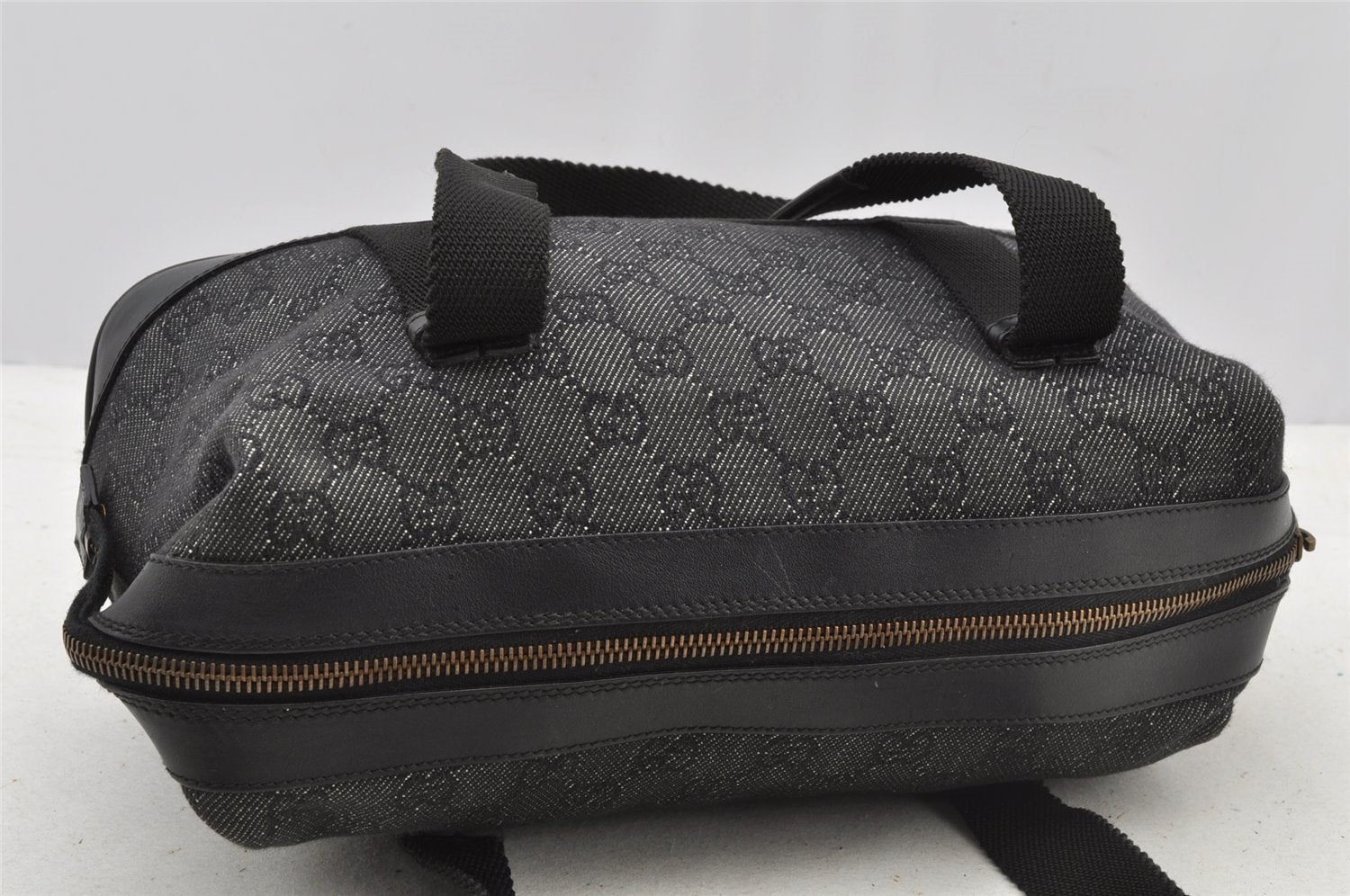 Authentic GUCCI Shoulder Tote Bag Purse GG Canvas Leather 92734 Black 8489I