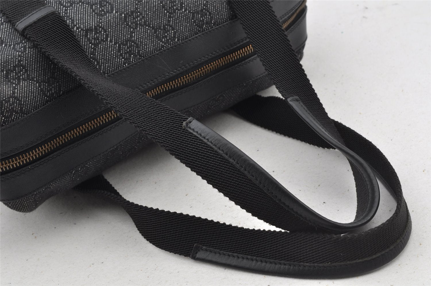 Authentic GUCCI Shoulder Tote Bag Purse GG Canvas Leather 92734 Black 8489I