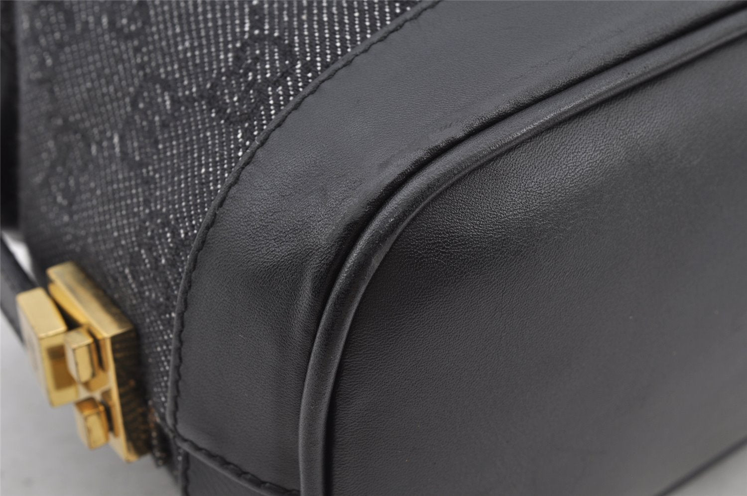 Authentic GUCCI Shoulder Tote Bag Purse GG Canvas Leather 92734 Black 8489I