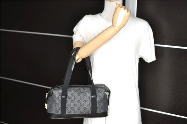 Authentic GUCCI Shoulder Tote Bag Purse GG Canvas Leather 92734 Black 8489I