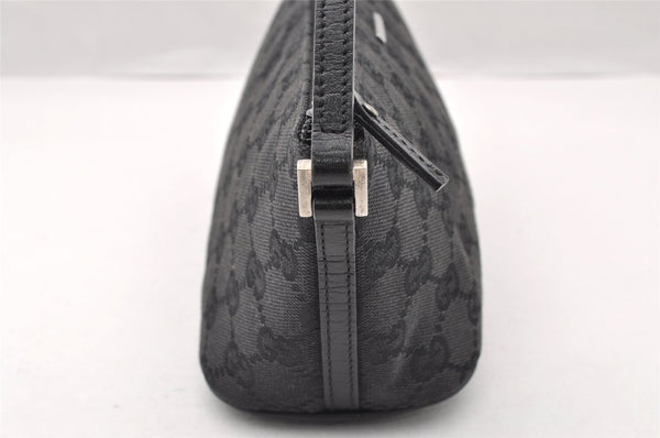 Authentic GUCCI Vintage Hand Bag Pouch Purse GG Canvas Leather 07198 Black 8490I
