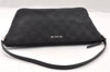Authentic GUCCI Vintage Hand Bag Pouch Purse GG Canvas Leather 07198 Black 8490I